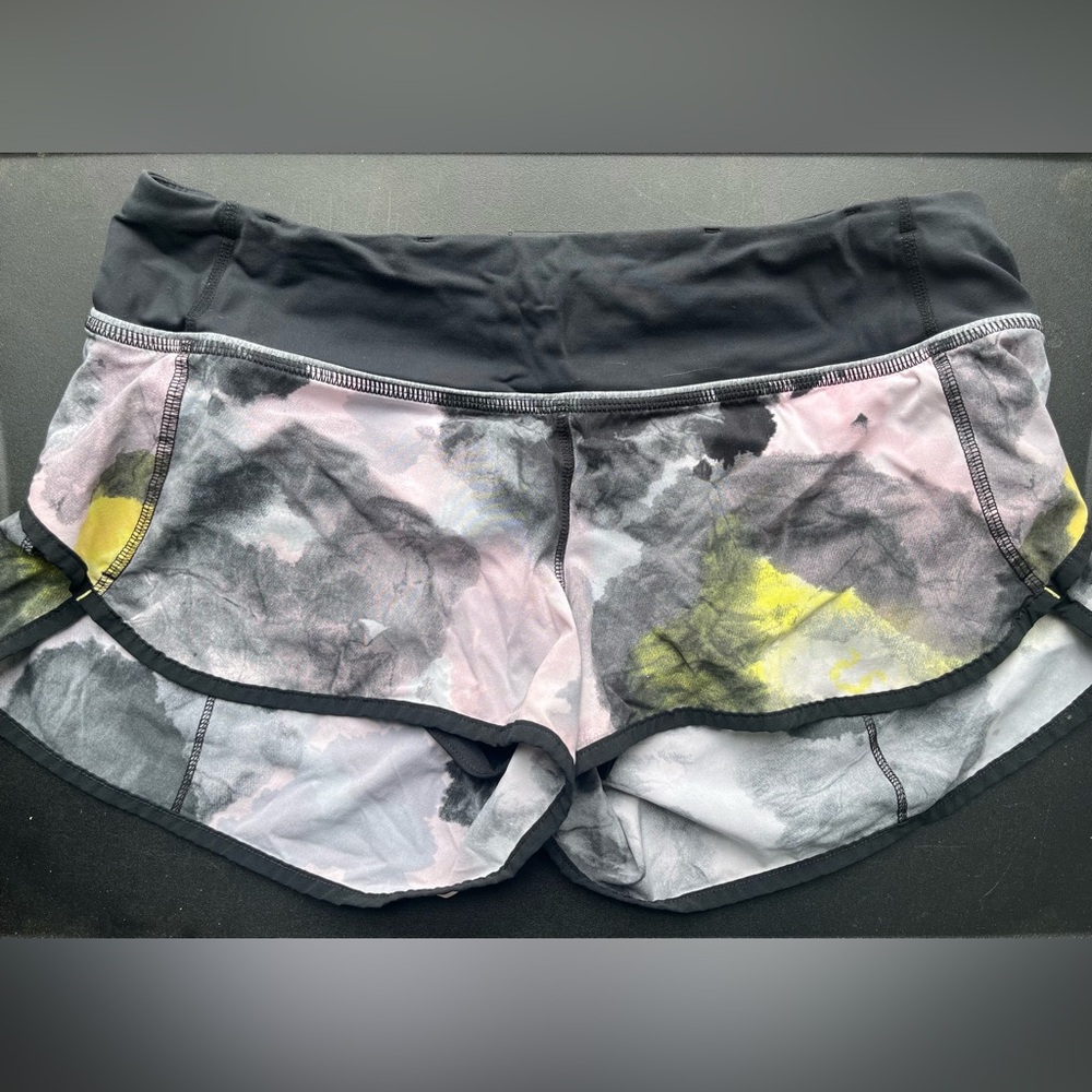 lululemon athletica Black, Yellow, Pink Tie-Dye Athletic Shorts